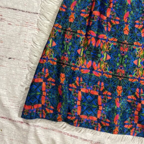 Hugo Hugo Boss Silk Multi Colored Stained Glass Geometric Tie Waist Dress - Picture 6 of 12